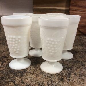 Milk glass footed glasses set of 6